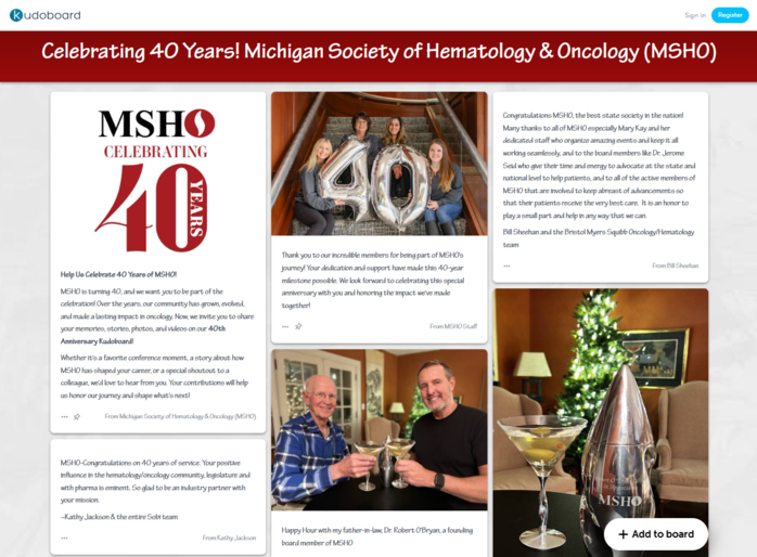 MSHO's 40th Anniversary Kudoboard